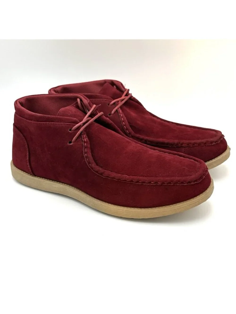 Tim Evans England Men’s Size 10 Chukka Desert Boots Burgundy Soft Suede Lace Up
